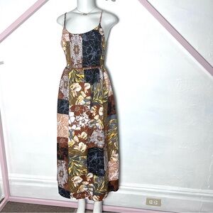 Patchwork Maxi Dress with Size Medium 1970’s Inspired Boho Hippie Peasant Style